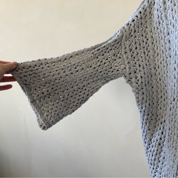 Aerie | Boho Chunky Crochet Knit Kimono Shrug Poncho Sweater - Picture 2 of 6